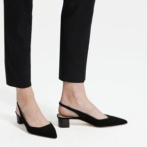 Theory Suede Black Slingback block Heels